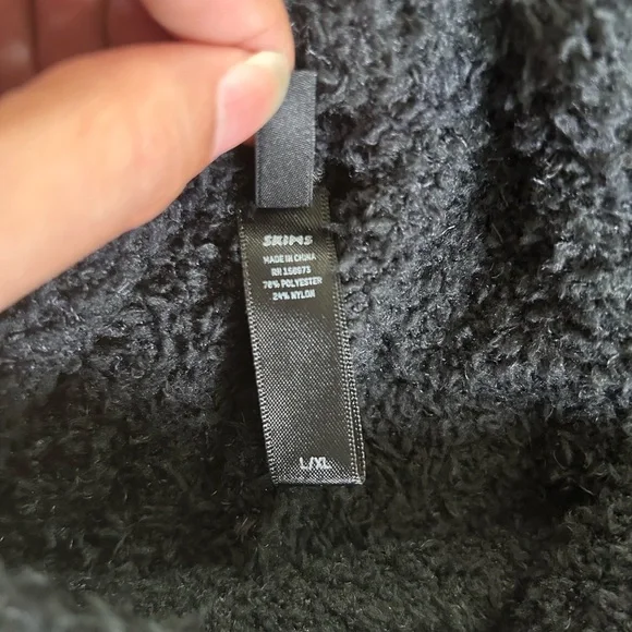 Skims black cozy knit boucle fuzzy teddy wide leg stretch lounge pants - Picture 5 of 12